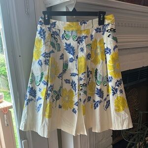 Talbots Cream Pleated A-Line Skirt Casual Resort Wear